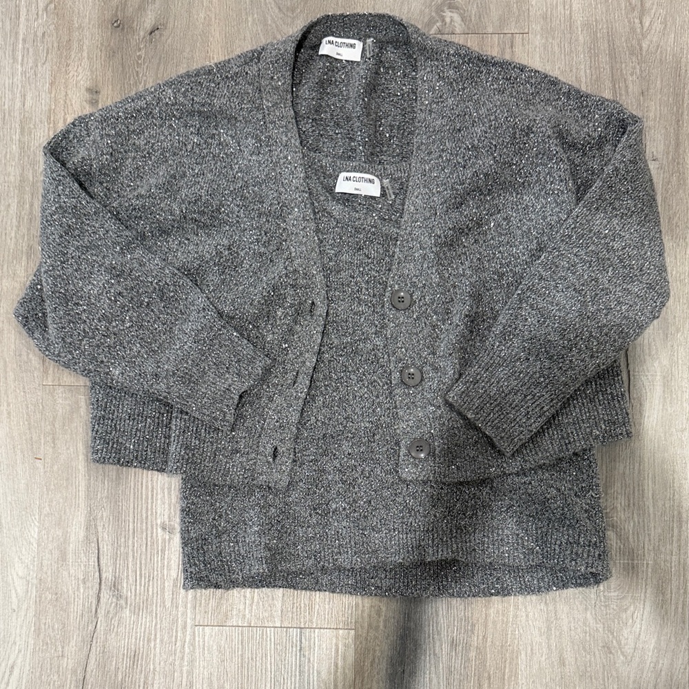 LNA Charcoal Button-Up Cardigan